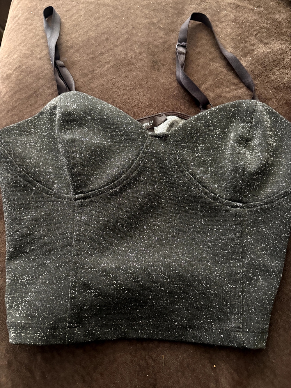Forever 21 Black Sparkle Bustier Crop Top
